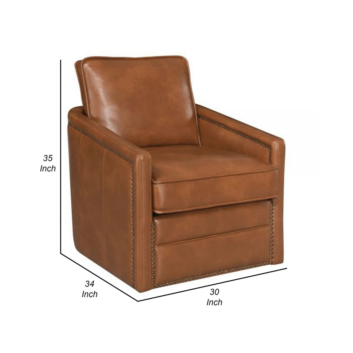 Brown Faux Leather Swivel Accent Chair C993