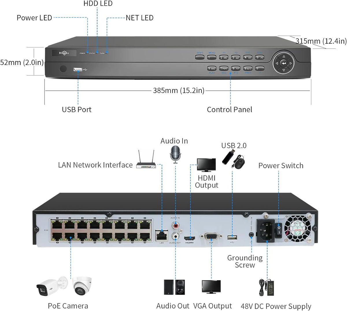 4K 16CH PoE Network Video Recorder J3533