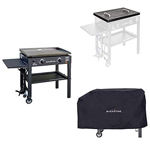 28 inch Outdoor Flat Top Gas Grill Griddle Station with Hard Top Cover and Heavy Duty Griddle Cover O815791
