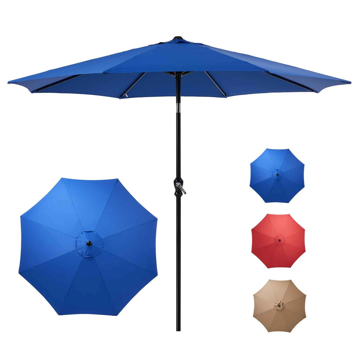 9-Ft Outdoor Patio Umbrella with Push Button Tilt and Crank W684