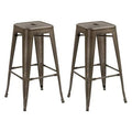Distressed Metal Backless Barstool F9136
