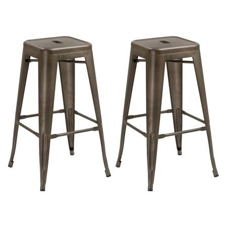 Distressed Metal Backless Barstool F9136