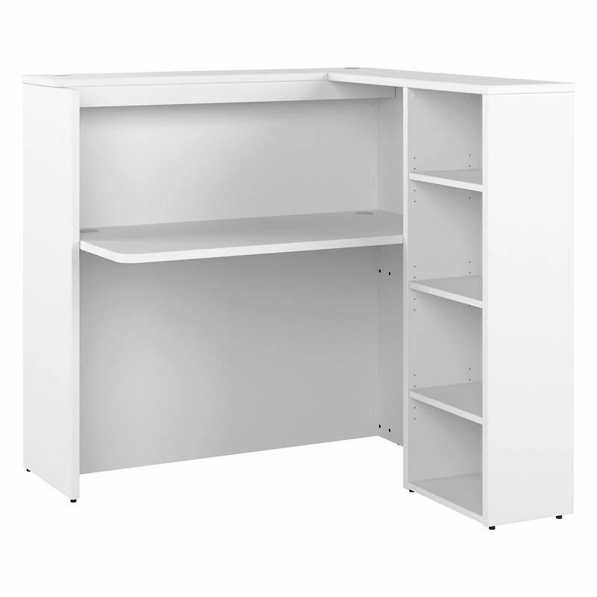 White Engineered Wood Reception Desk with Shelves V34435