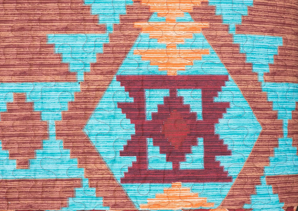 6 Piece King Bedding Quilt Bedspread And Fitted Sheet Set In Turquoise Red Orange Brown P7960