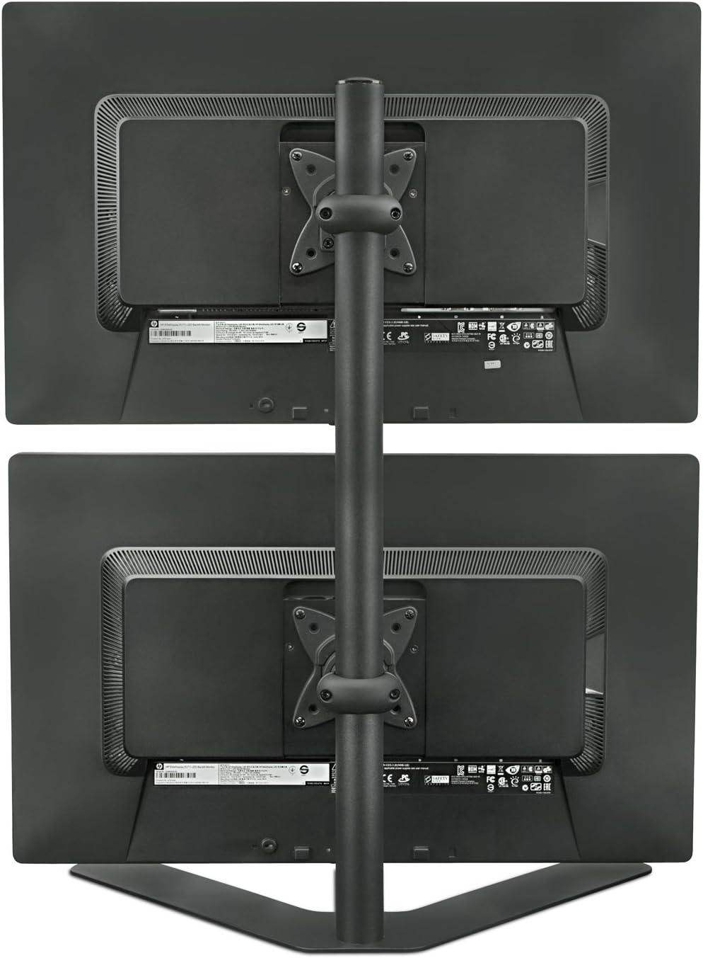 Dual Monitor Stand Vertical Stack Free Standing Desk Mount Adjustable Height Black B3366