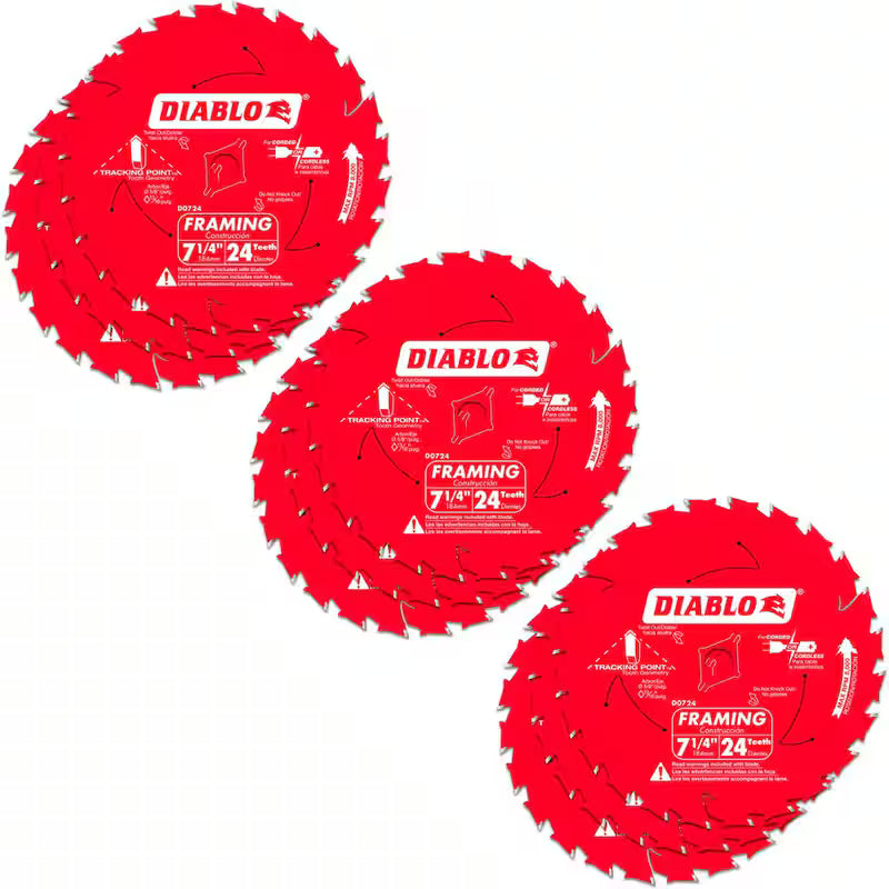 7-1/4 in. 24T Saw Blade 9-Pack D746