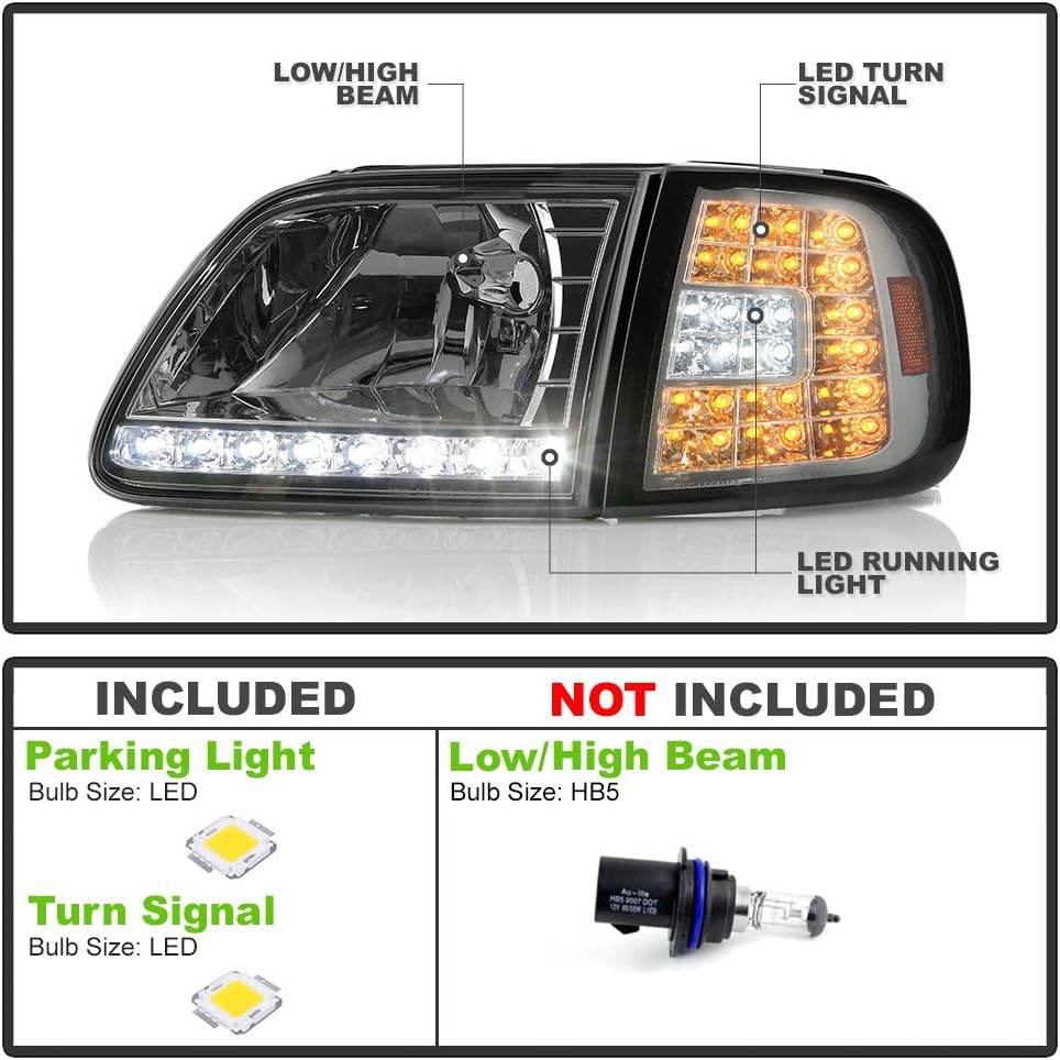 Smoked LED Strip DRL Headlights and LED Corner Lights Q44161