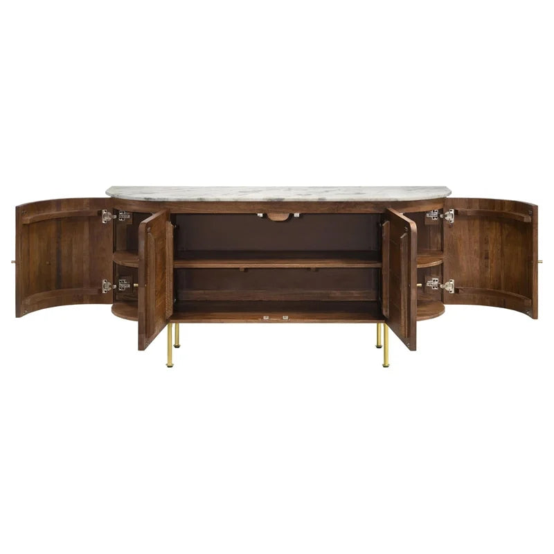 White and Natural Marble Top 4-door Dining Sideboard N266