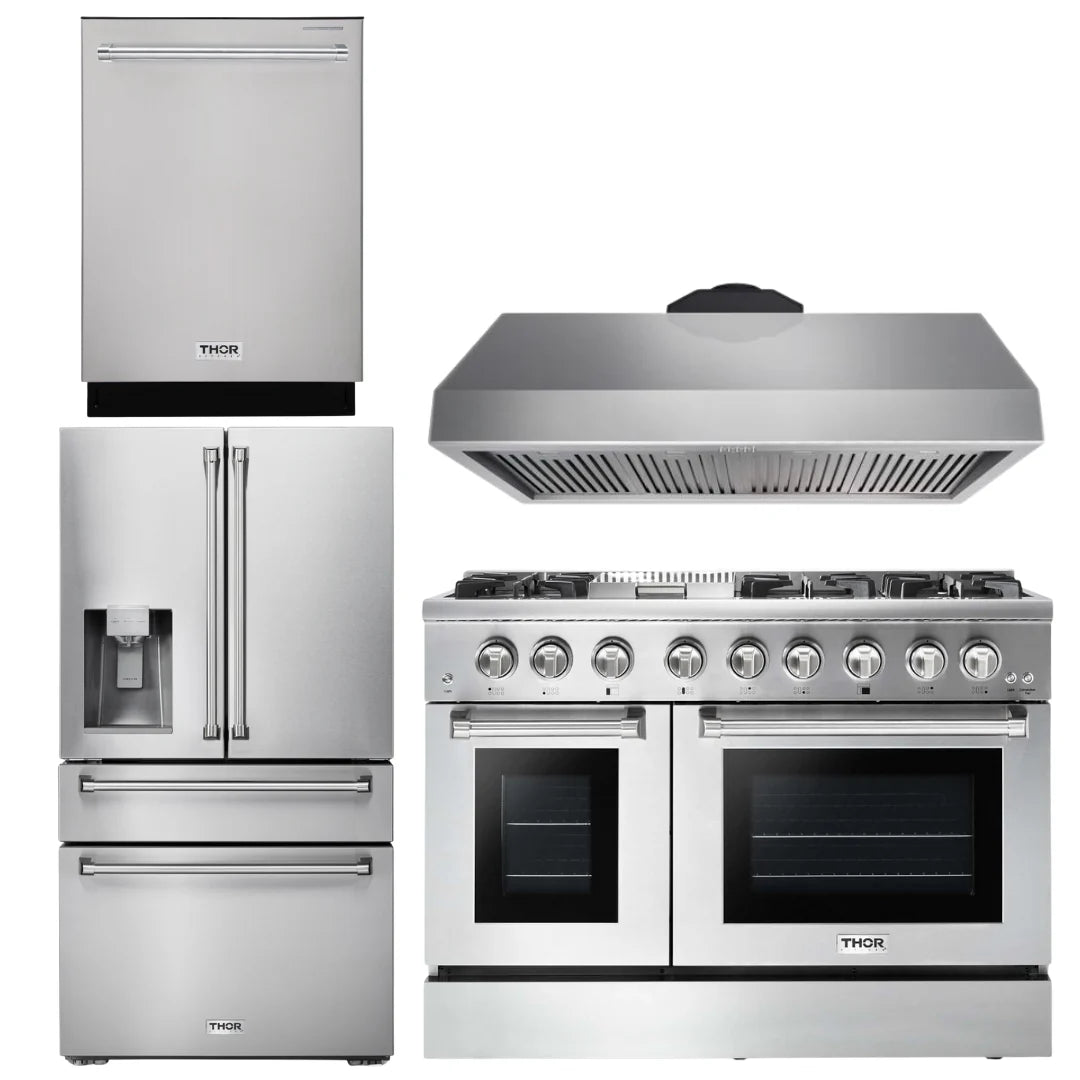 48 Propane Dual Fuel Range, Range Hood, Refrigerator, Dishwasher A974