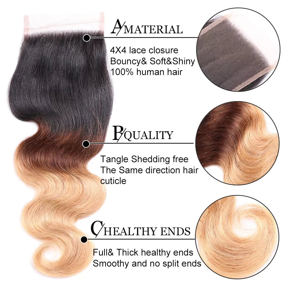 Body Wave Human Hair 4x4 Lace Closure U119