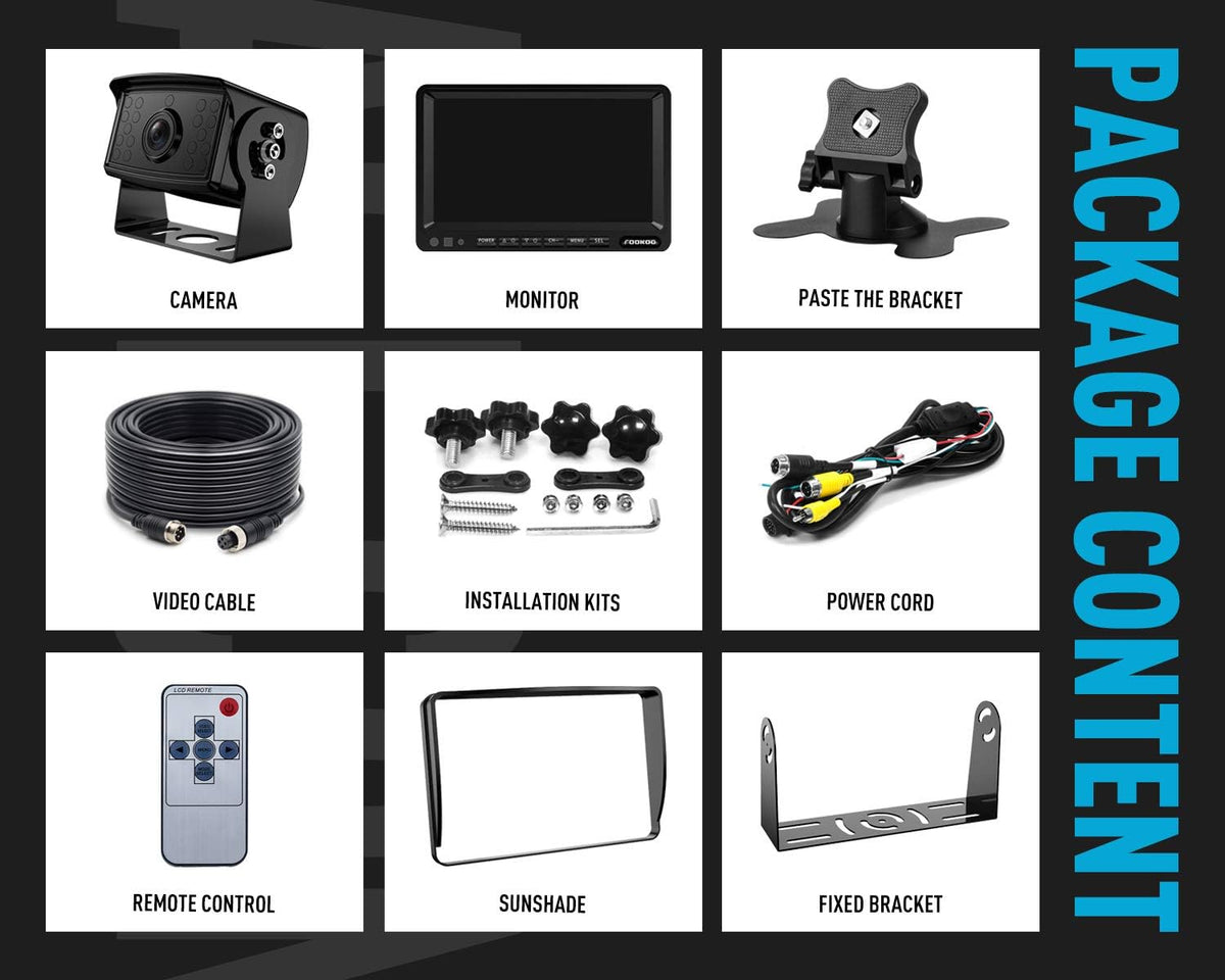 7'' 1080P HD Backup Camera System Kit IP69 Waterproof Rear View Camera U939920