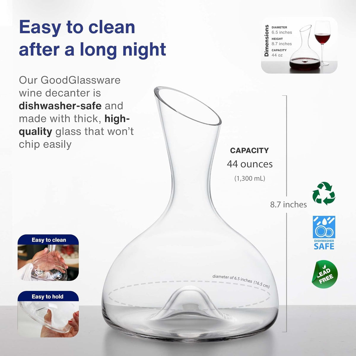Wine Decanter 44 oz Capacity Pack of 2 B8936