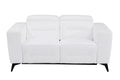 White Top Grain Italian Leather Power Recliner Loveseat Q7621