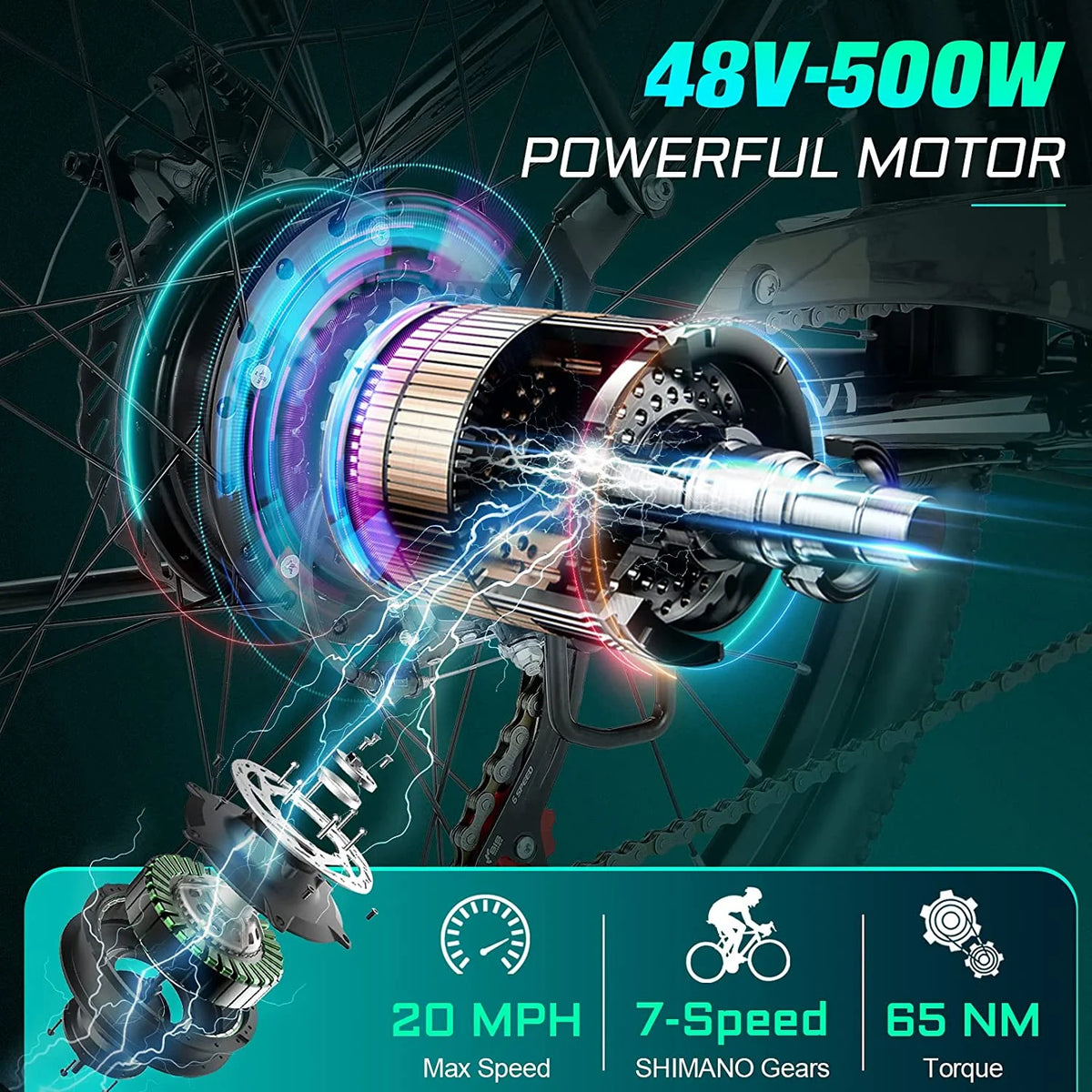 26" 500W Step-Through Electric Bike X75982