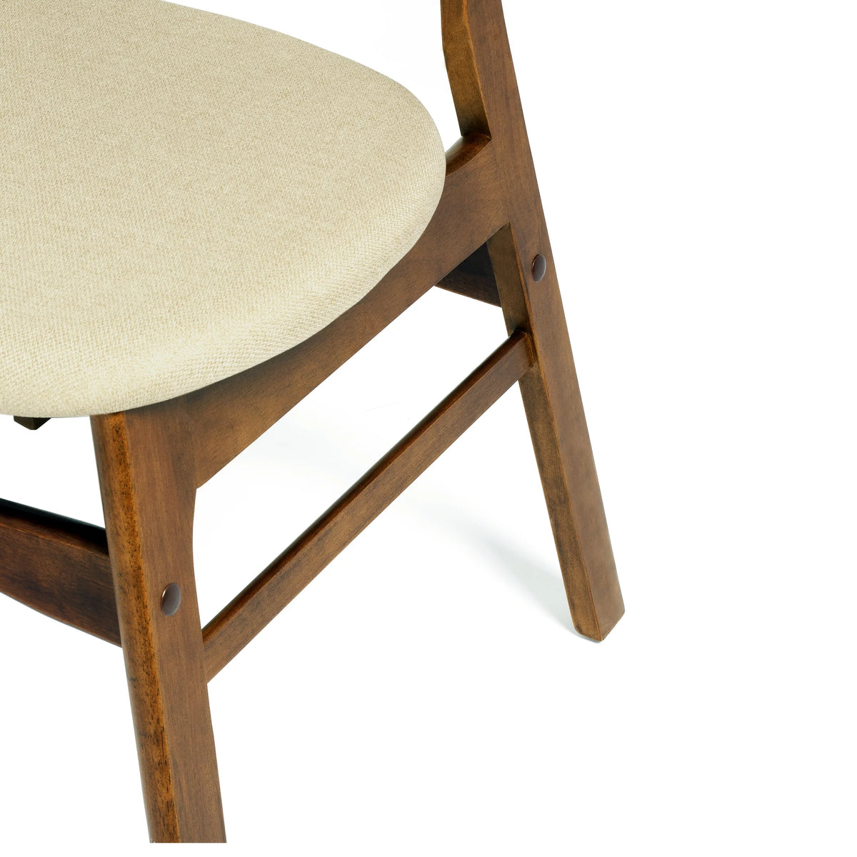 Beige Solid Wood Upholstered Dining Side Chair Set of 2 D364101