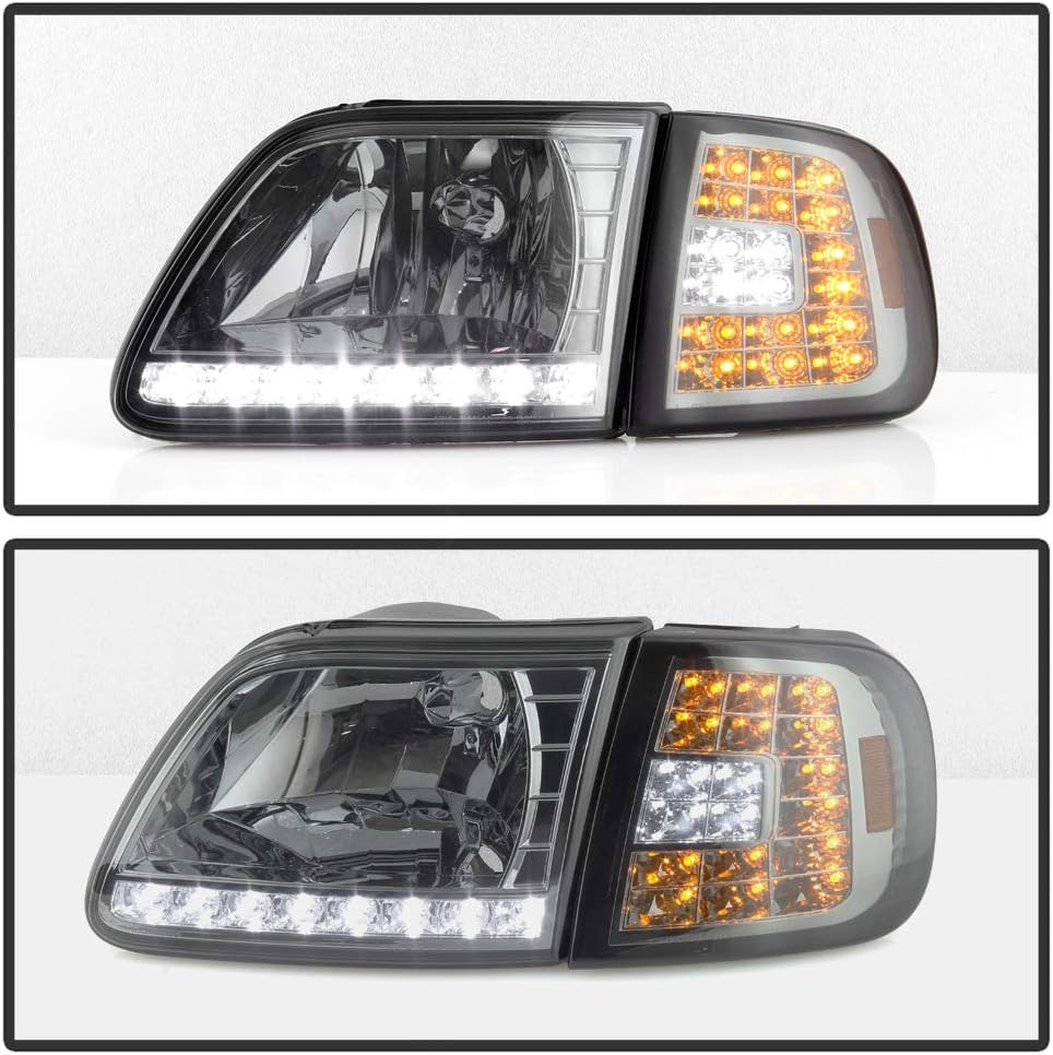 Smoked LED Strip DRL Headlights and LED Corner Lights Q44161