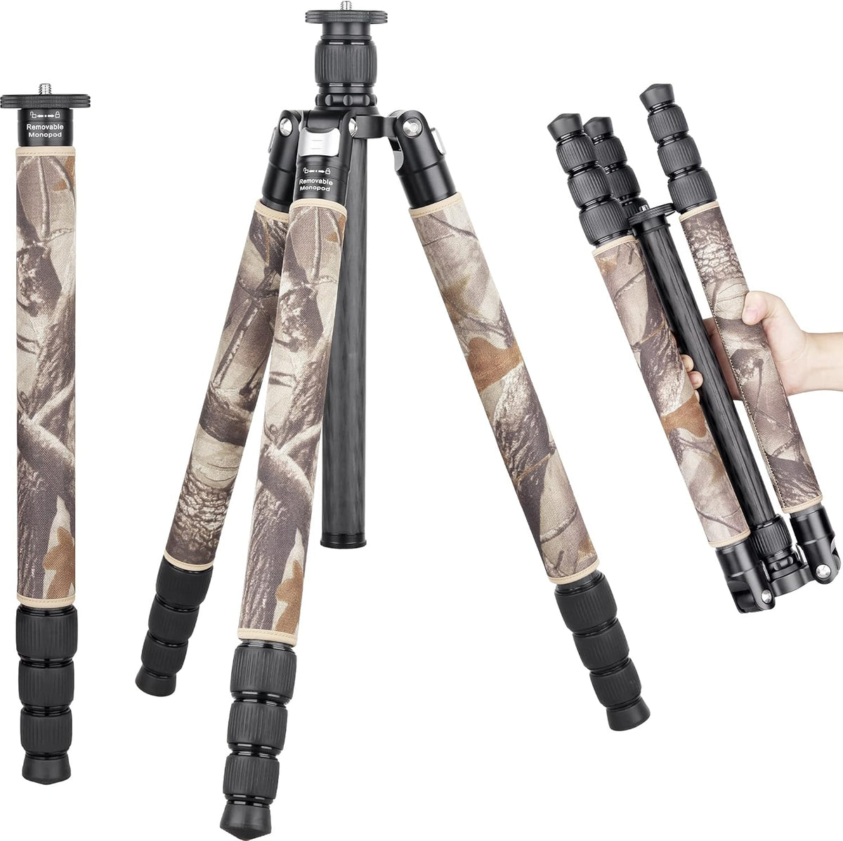 Carbon Fiber Tripod Monopod Heavy Duty Stand 360° Panoramic Ballhead H24978