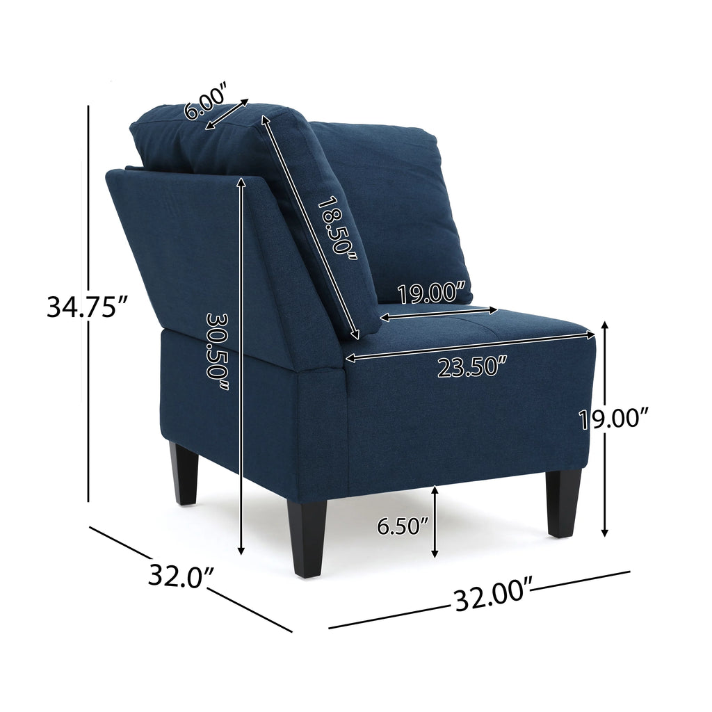 7 Piece Dark Blue Fabric Sectional Couch P9276