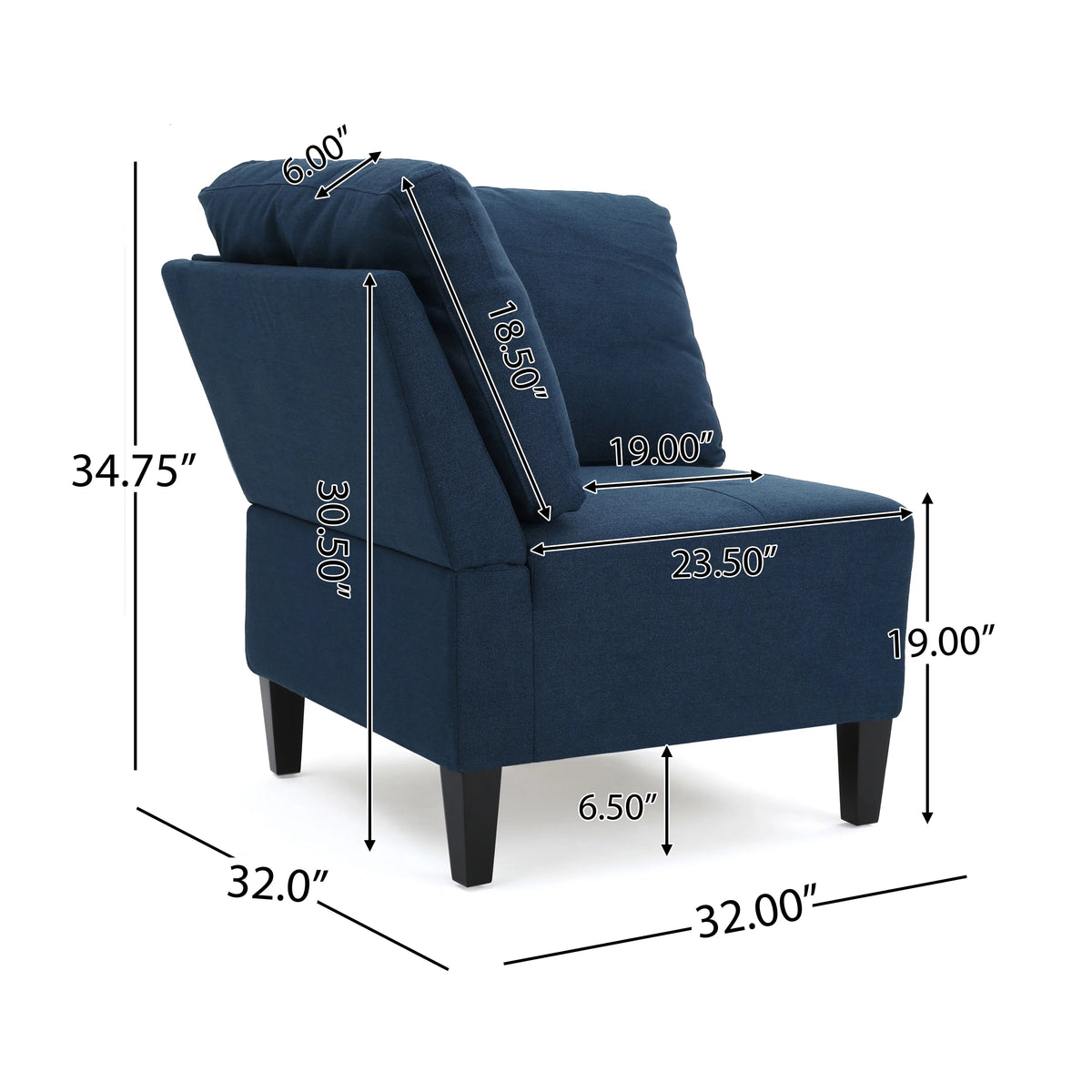 7 Piece Dark Blue Fabric Sectional Couch P9276