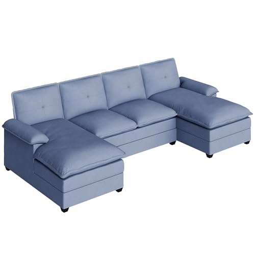 Blue U-Shaped Sectional Sofa with Double Chaise Q7626