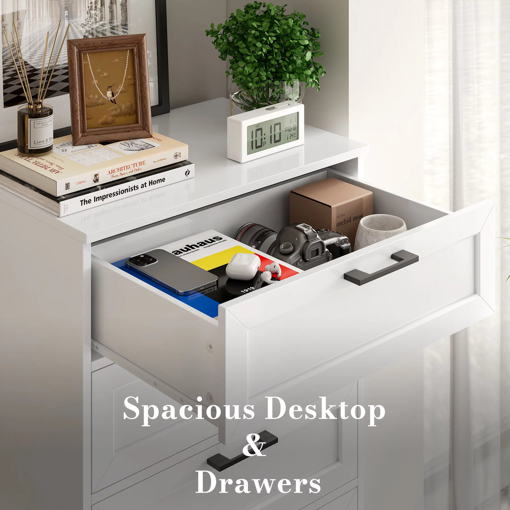 White 6 Drawer Tall Dresser K9530