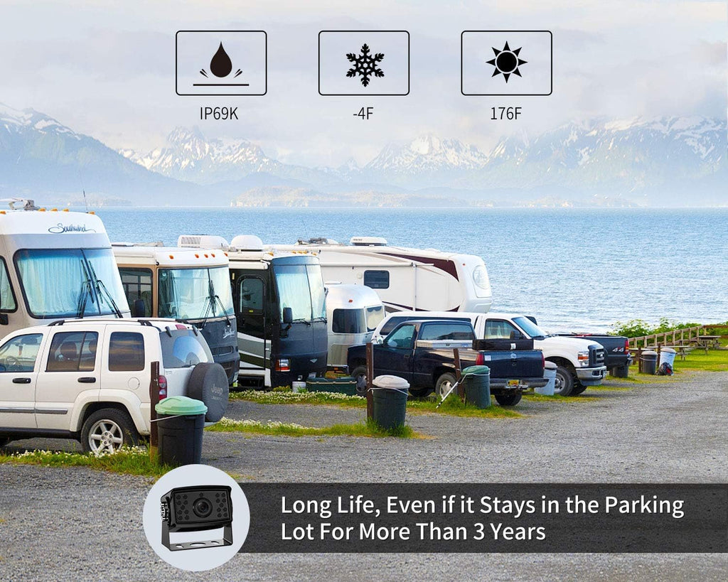 7'' 1080P HD Backup Camera System Kit IP69 Waterproof Rear View Camera U939920