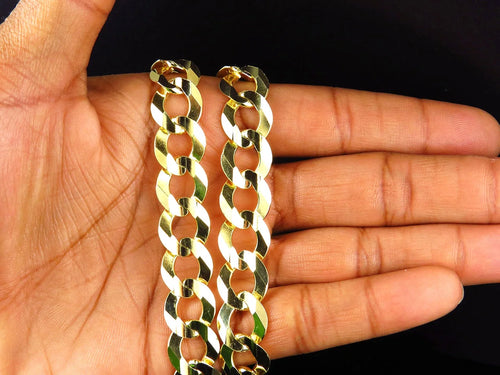 10K Yellow Gold Curb Link Chain Necklace 20-30" 13MM H790274