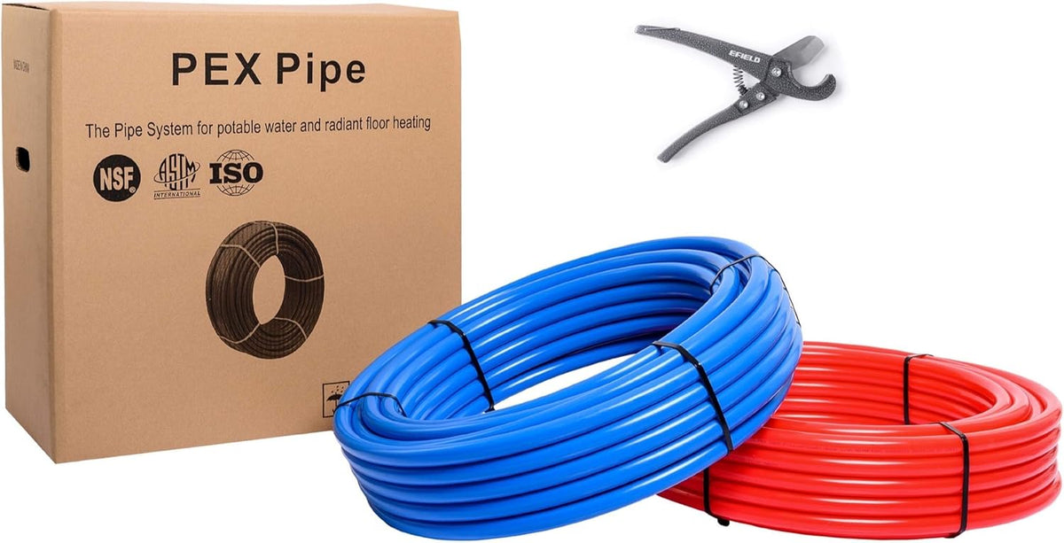 3/4 inch Pex-B Pipe/Tubing 2 x 100 ft Rolls 200 ft Length with Pipe Cutter Y779153