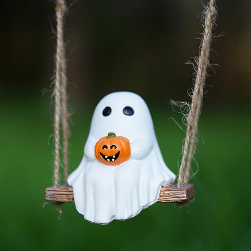 White Resin Pumpkin Swing with Rope Hook Y4940