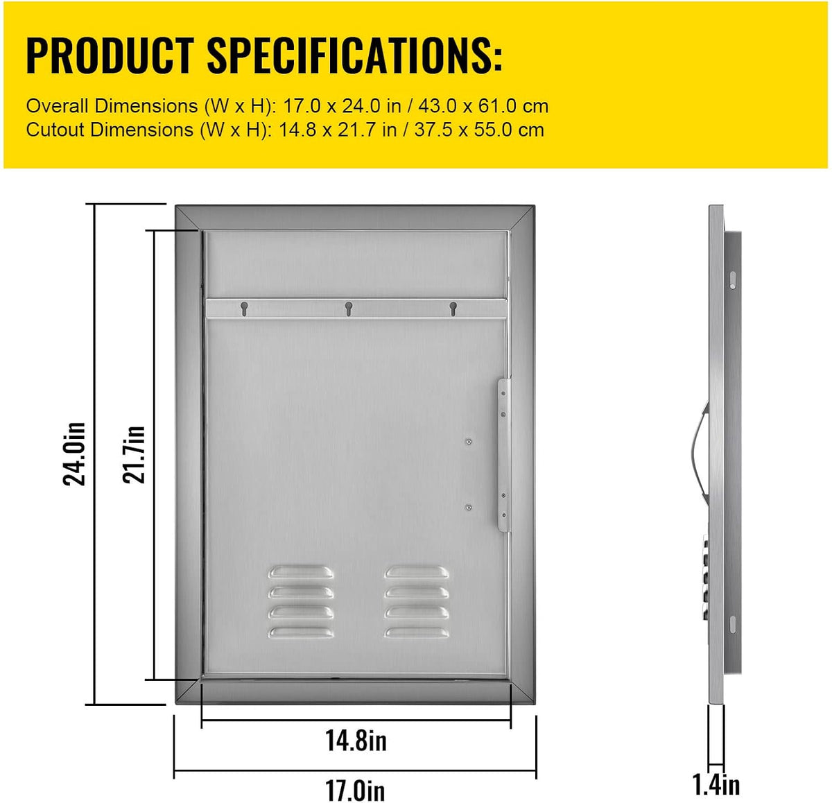 Stainless Steel Single Access Door with Vents T192448