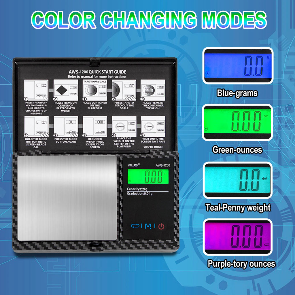 1200kg Carbon Fiber Black Digital Pocket Scale O57233