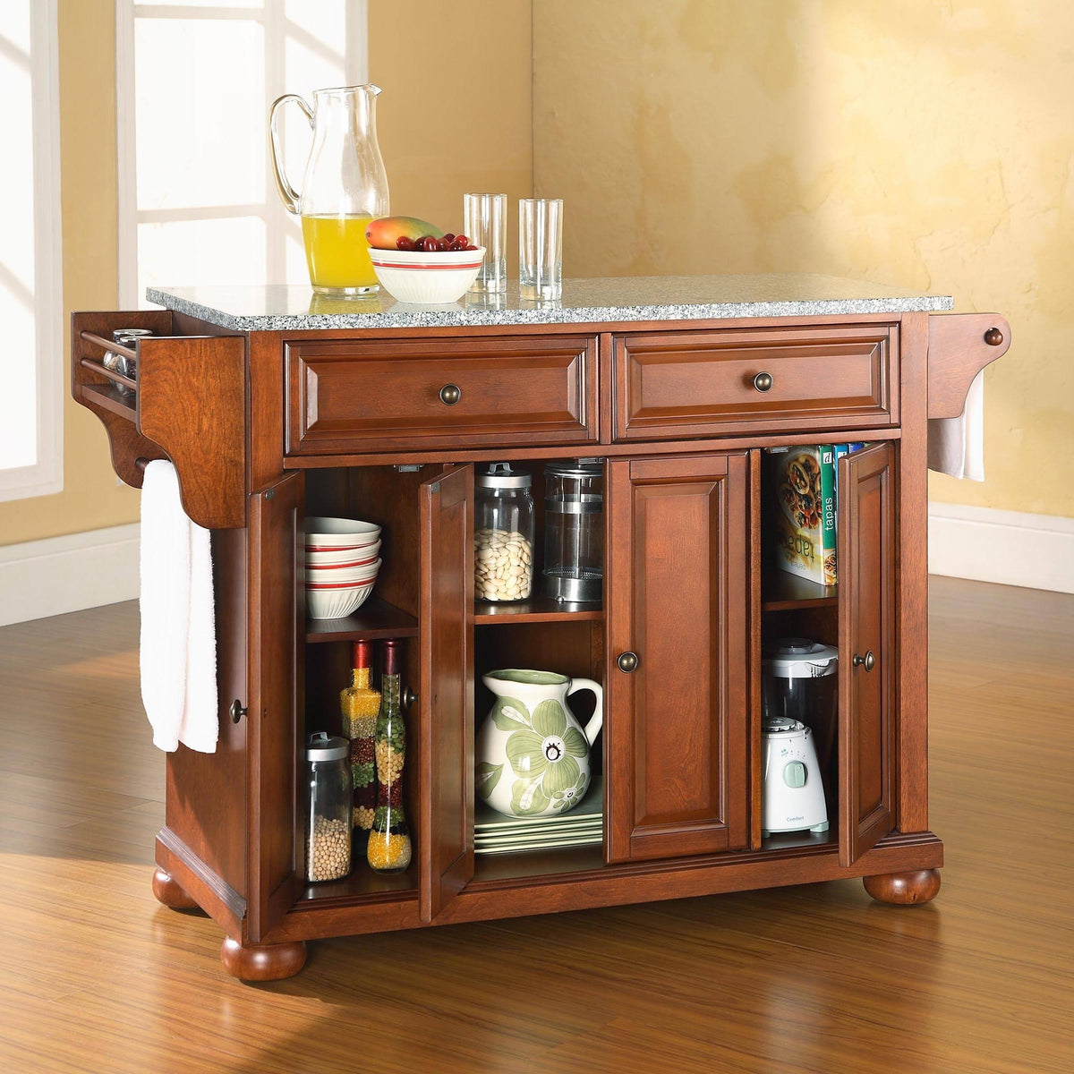 Cherry Granite Top Kitchen Island X483