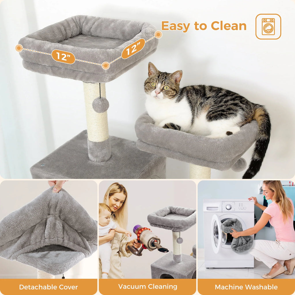 Gray Multi Level Cat Tree with 7 Scratching Posts G187