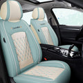 Green-White Waterproof PU Leather Car Seat Covers Full Set Z5981