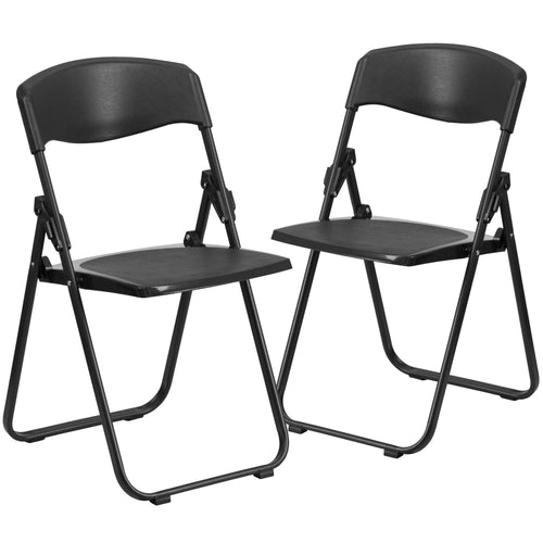 2 Pack Heavy Duty Black Plastic Folding Chair A652144