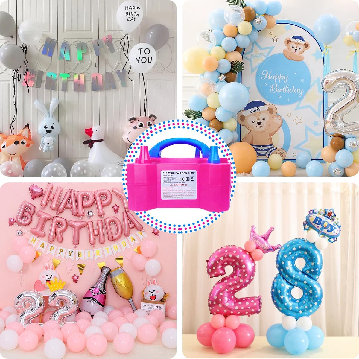 Portable 2 Modes Electric Balloon Pump with 14 Balloon Arch Kits S801535