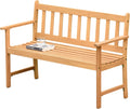 Light Brown Teak Finish 2-Seat Wood Patio Bench Z4425