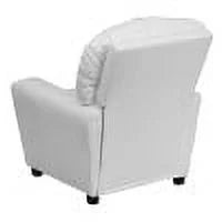 White Vinyl Kids Recliner with Cup Holder M723