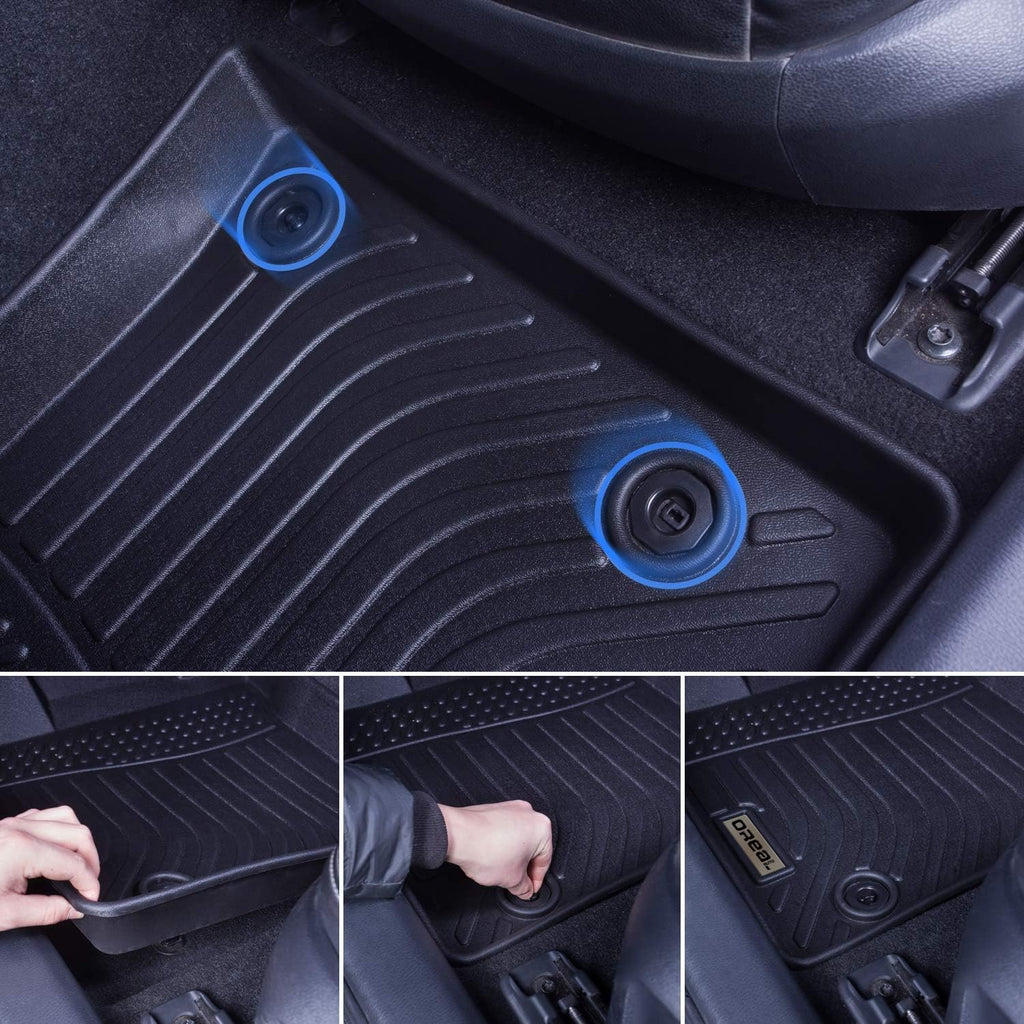 Black Heavy Duty All Weather Floor Mats for Toyota Corolla 2014-2019 Front and Rear Car Carpet O73657