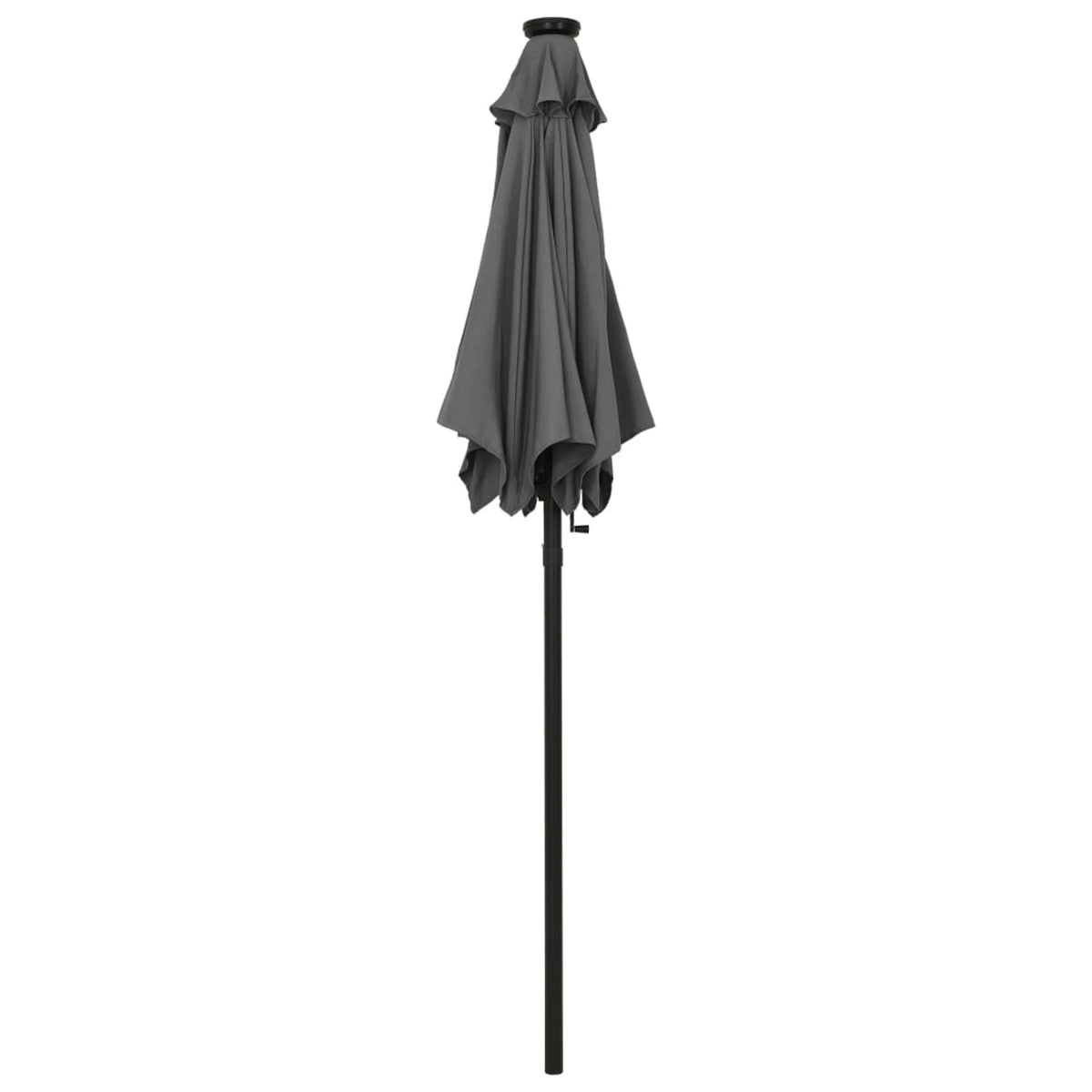 Anthracite Garden Folding Beach Umbrella with LED Lights and Aluminum Pole A366567