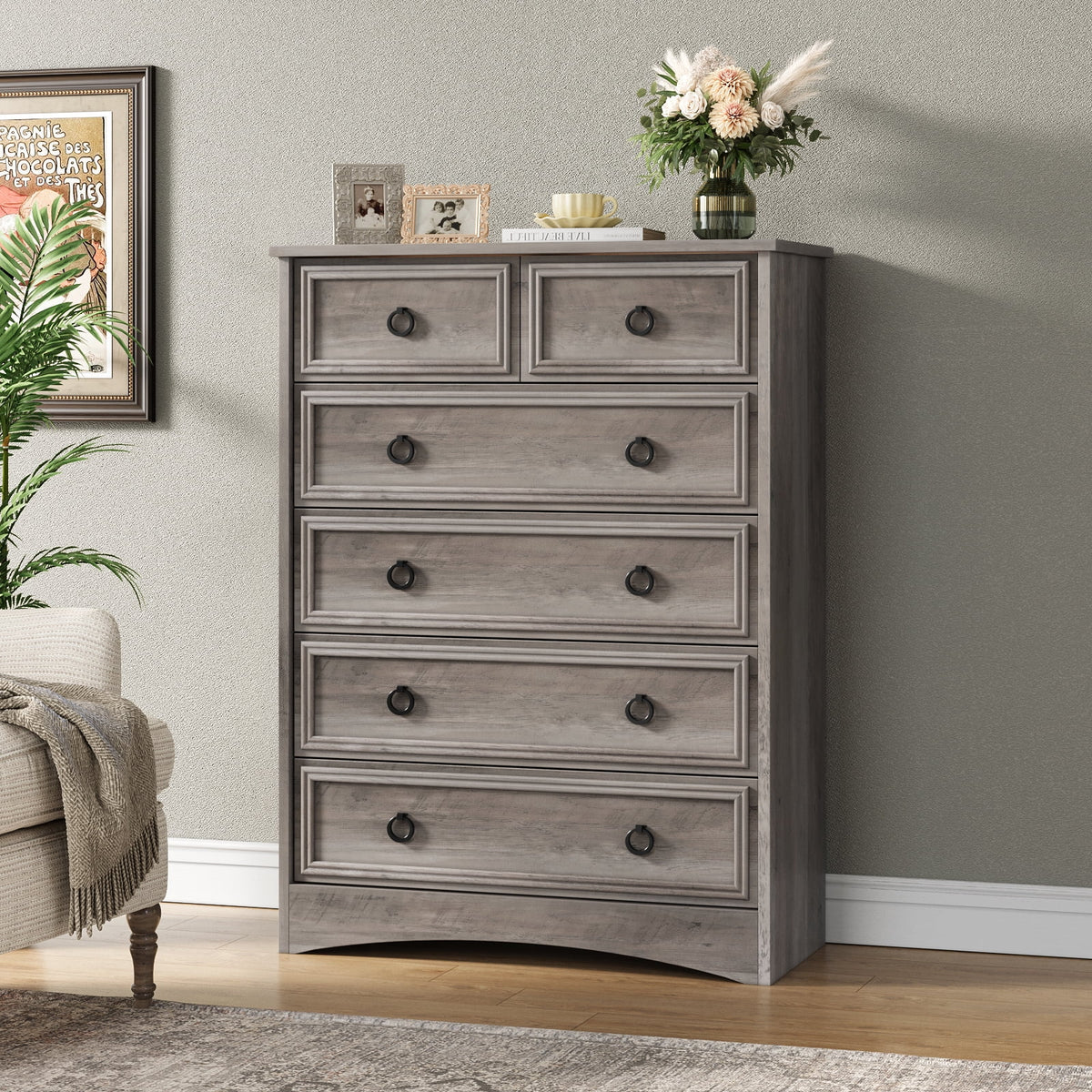 6 Drawer Wood Dresser W9479