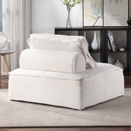 White Lambskin Sherpa Oversized Armless Accent Chair P31850