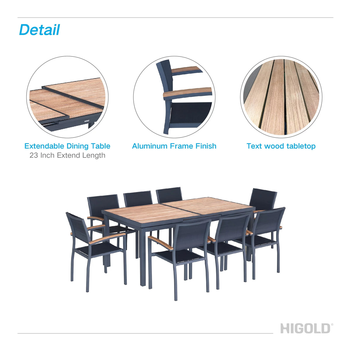 Extendable Teak Outdoor Dining Set for 8 I25096