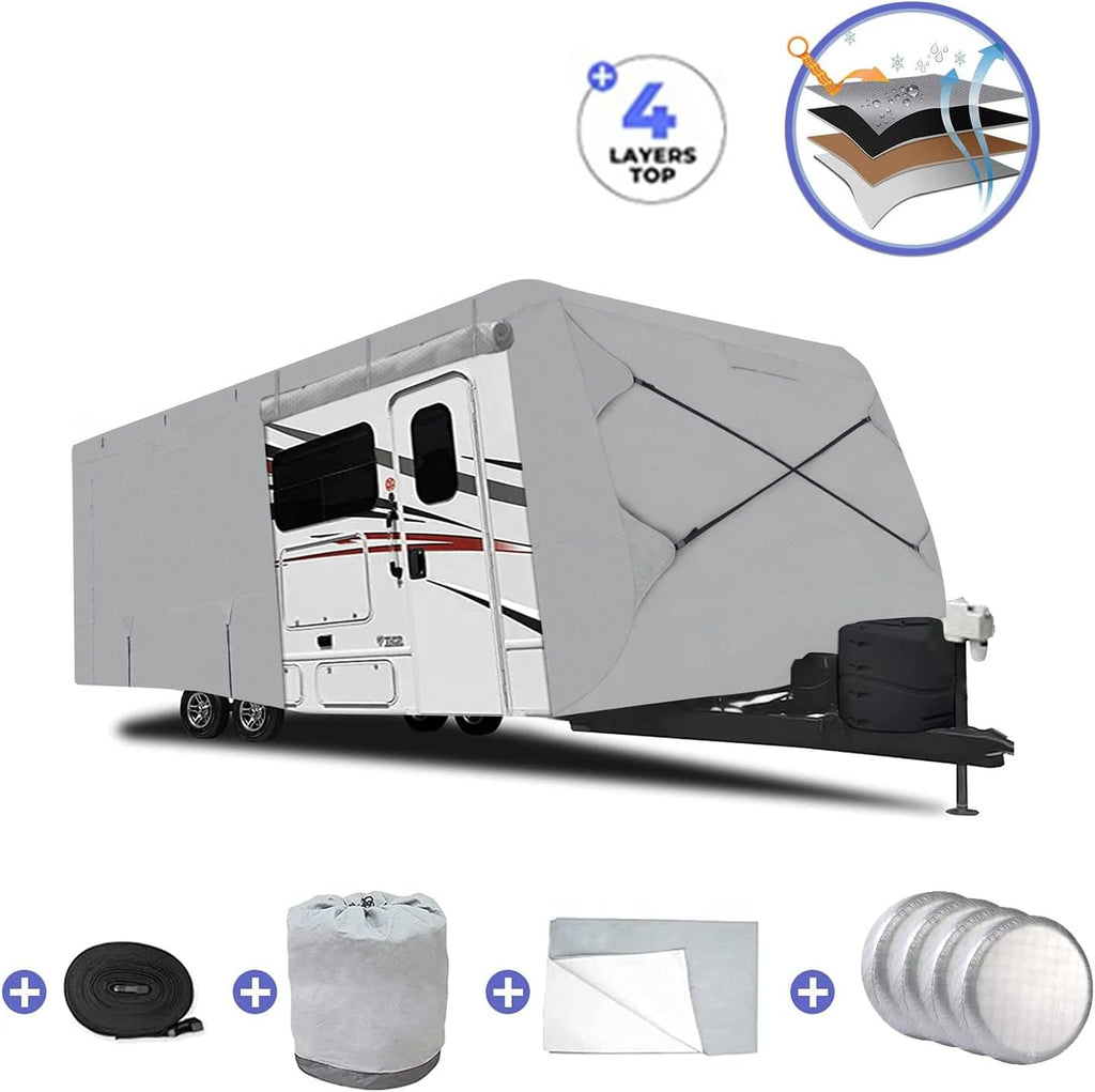RV Cover, Extra-Thick 4 Layers Anti-UV Top Panel, Fits 33'- 37' Motorhome X2736