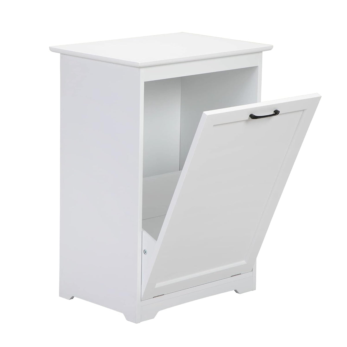 White Wooden Tilt Out Trash Cabinet, Holds 13 Gallons L47442