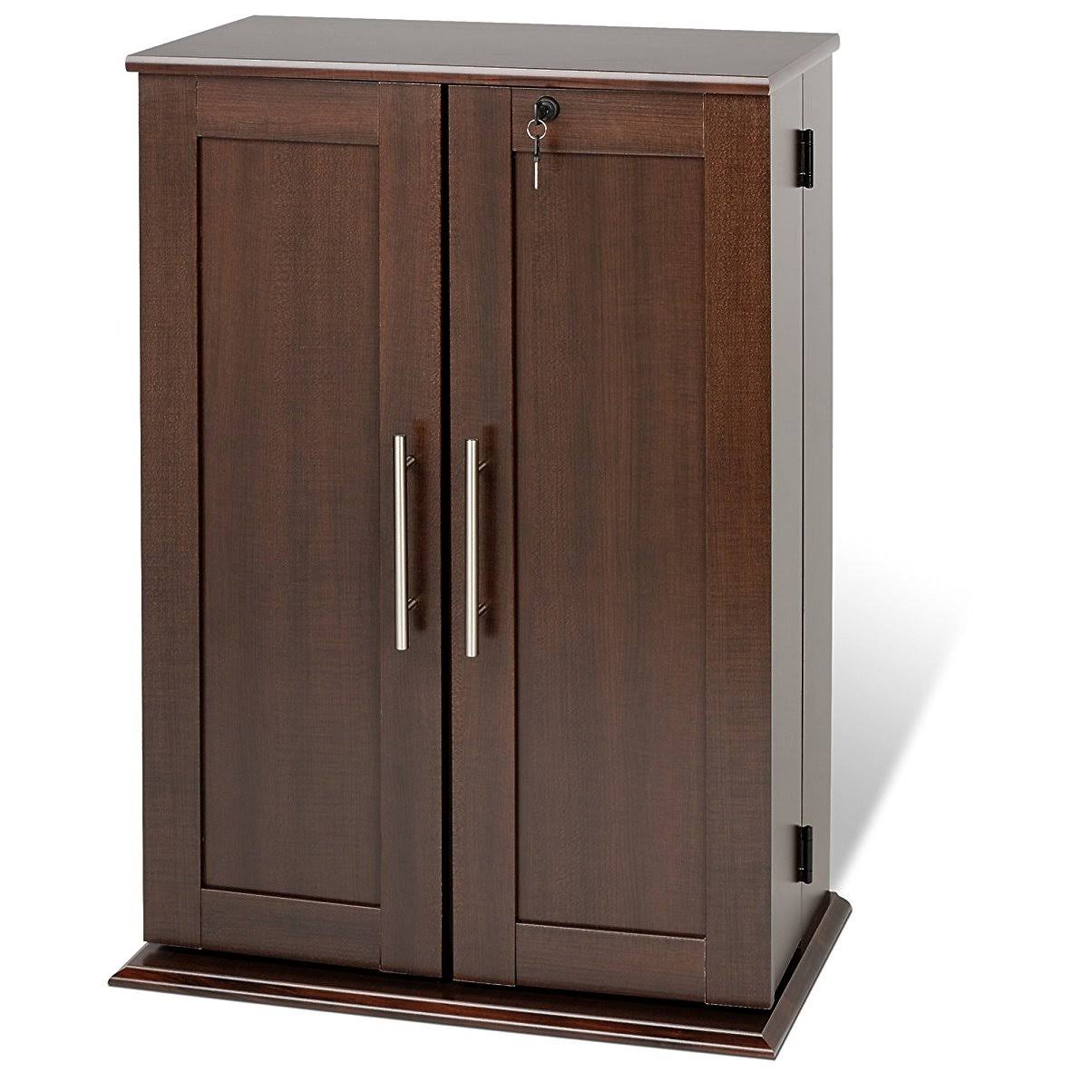 Espresso Locking Media Storage Cabinet with Shaker Doors K468464