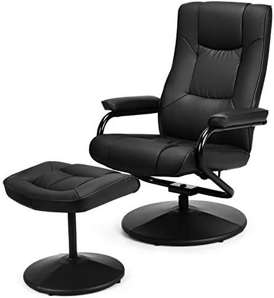 Black PU Leather Recliner Chair with Ottoman O37440