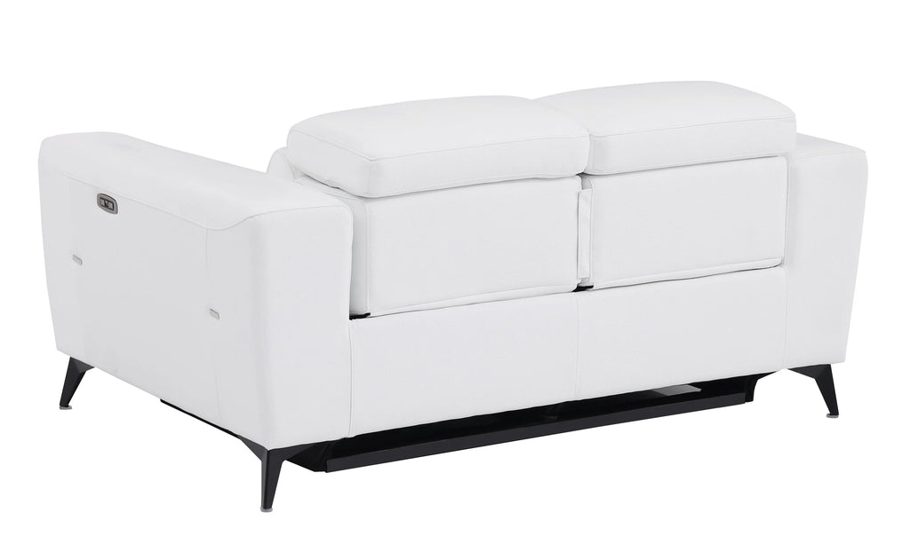 White Top Grain Italian Leather Power Recliner Loveseat Q7621
