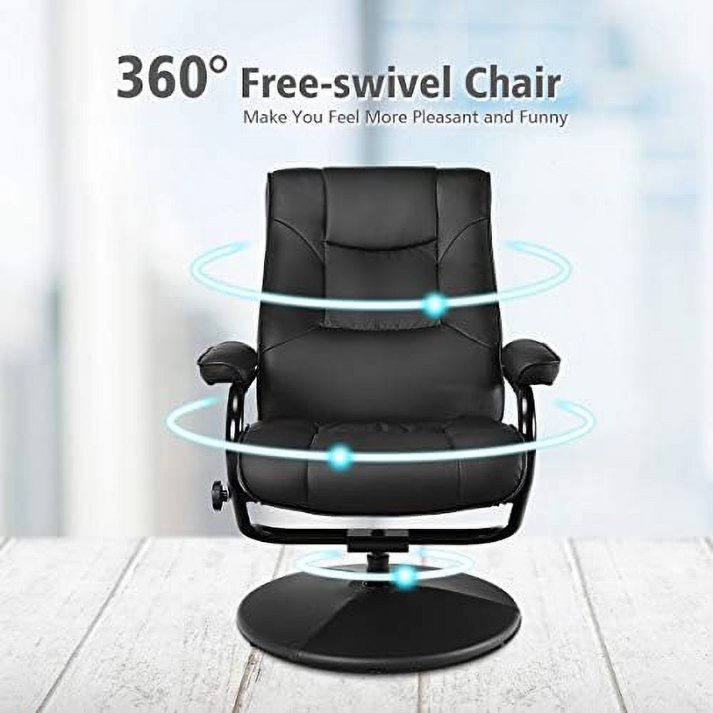 Black PU Leather Recliner Chair with Ottoman O37440