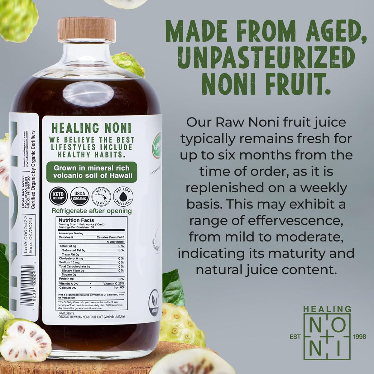 2-Pack 32oz 100% Pure Hawaiian Raw Organic Juice O2989